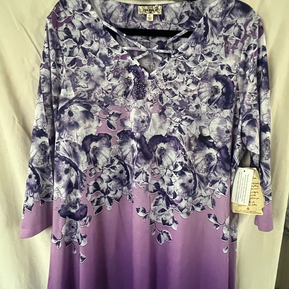 ONE WORLD Purple Floral Tunic Top